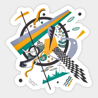 Teal Green Yellow Black Colorful Abstract Kandinsky Sticker